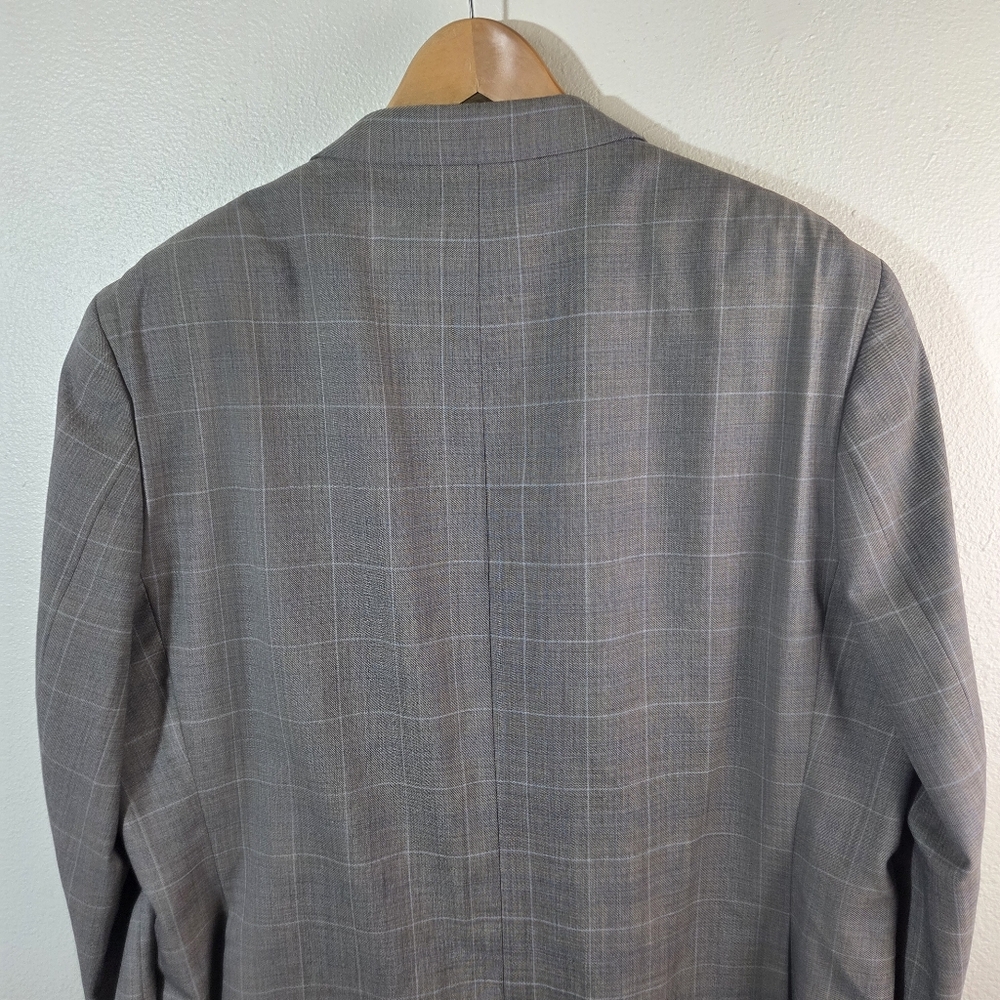 Men's Michael Kors Taupe Two Button Checkered Work Career Blazer Jacket Size 50R - Picture 8 of 14